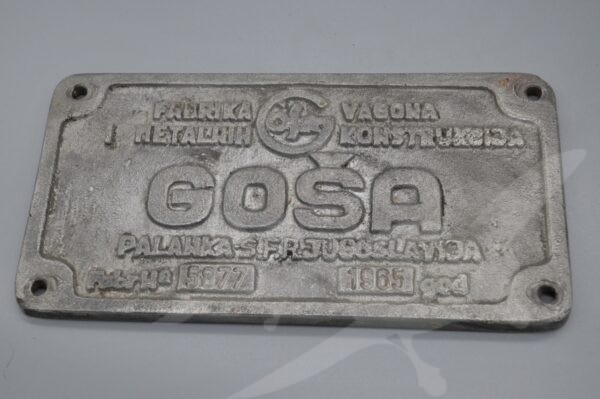 Originální cedule z vagonu GOŠA 1965