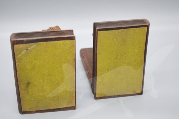 2X Zarážka na knihy art deco vyřezávaný knírač skleněné oči - Image 4