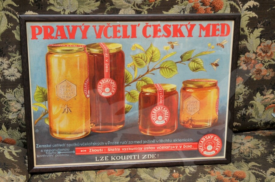 Historický reklamní plakát Pravý včelí český med